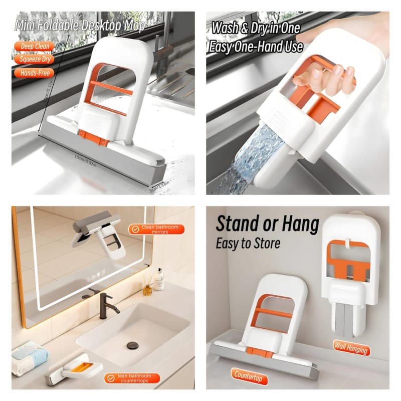 Mini Sponge Mop – Foldable Self-Squeezing Cleaning Mop