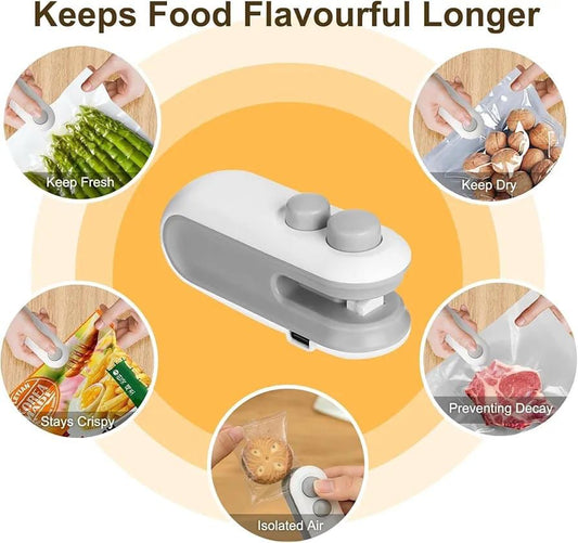 Mini Bag Sealer 2-in-1 – Rechargeable Portable Heat Sealing Machine