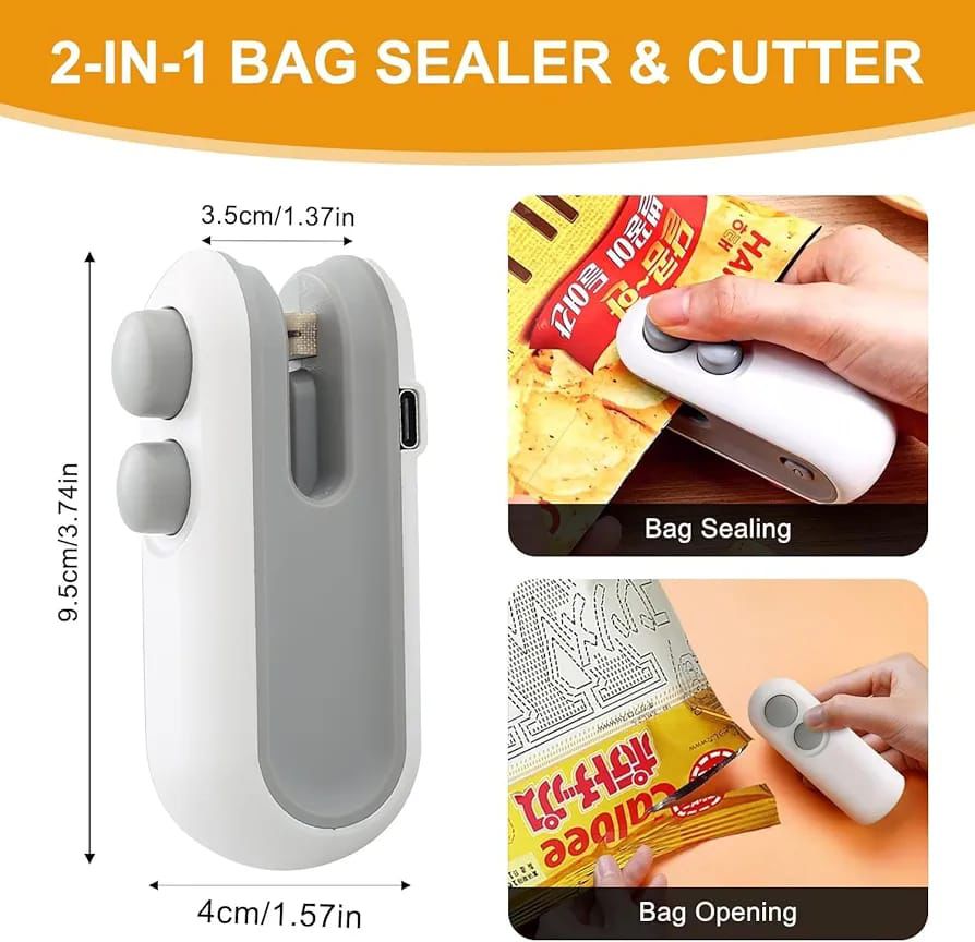 Mini Bag Sealer 2-in-1 – Rechargeable Portable Heat Sealing Machine