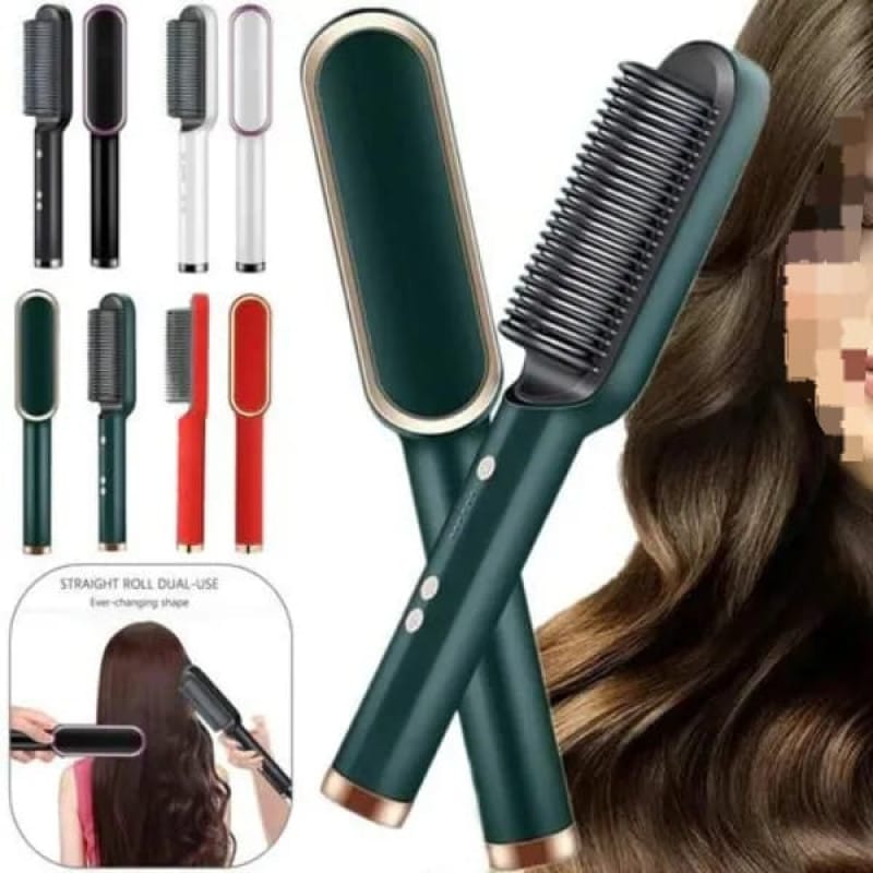 909 Hair Straightener Brush & Styler – 2-in-1 Fast Heating