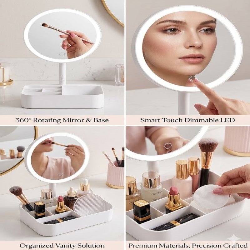 Upgrade your beauty routine with this elegant LED vanity mirror organizer