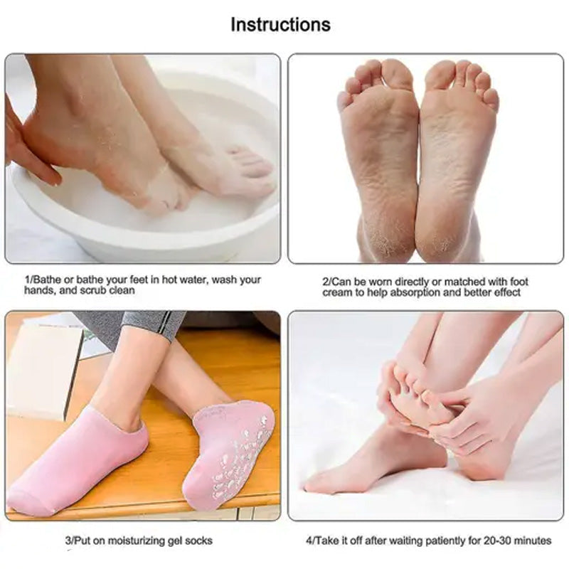 Moisturizing Gel Socks for Dry Cracked Feet & Heels – 1 Pair