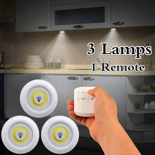 Set of 3 Wireless Remote Control Night Lights LED Push Lights