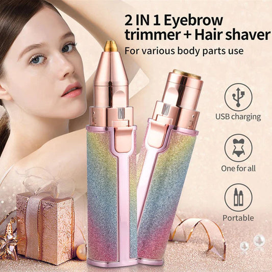2 in 1 Electric Eyebrow Trimmer and Shaver Rechargeable Hair Remover