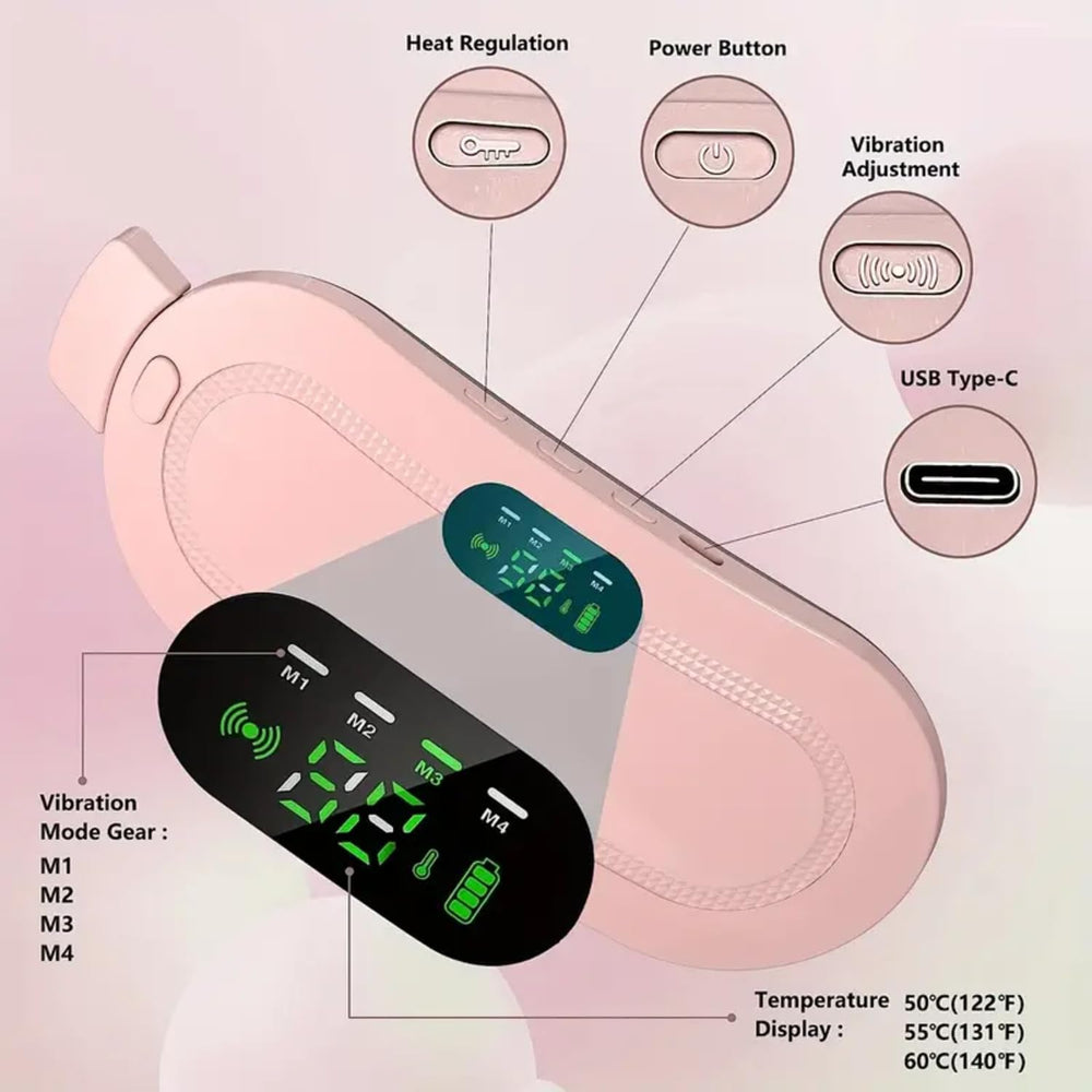 Premium Electric Heating Pad & Massager Belt for Period Pain Relief | USB Type-C Rechargeable