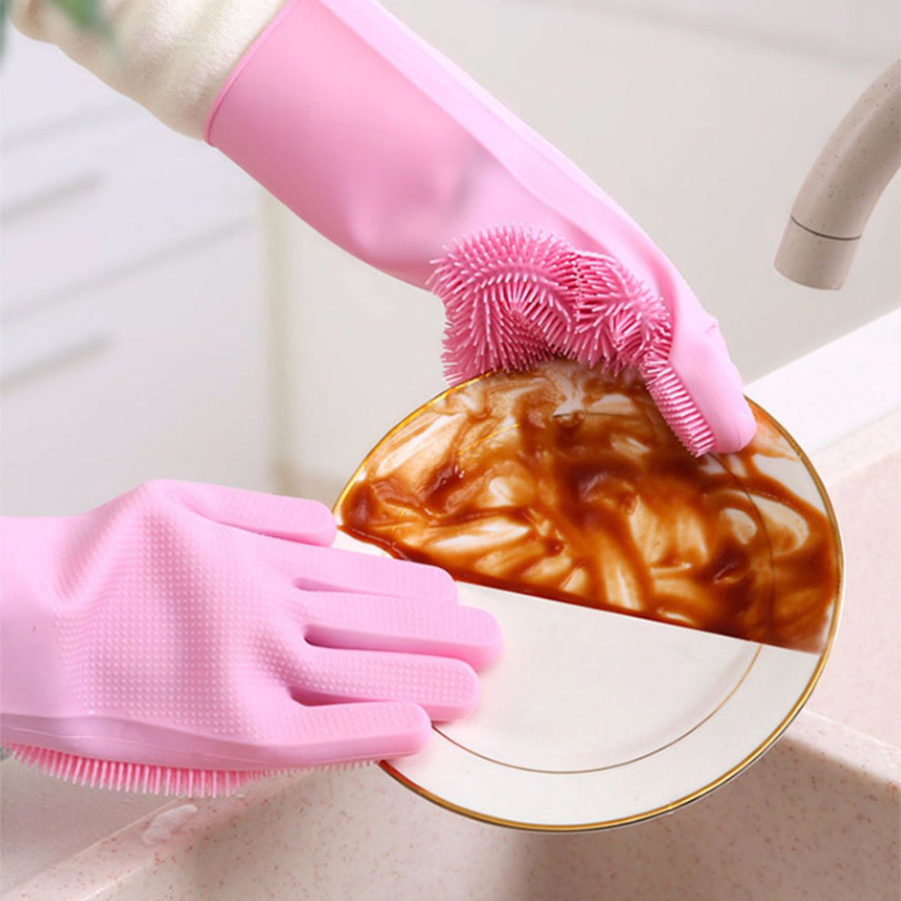 2pcs-Silicone Washing Gloves | Reusable Cleaning Gloves