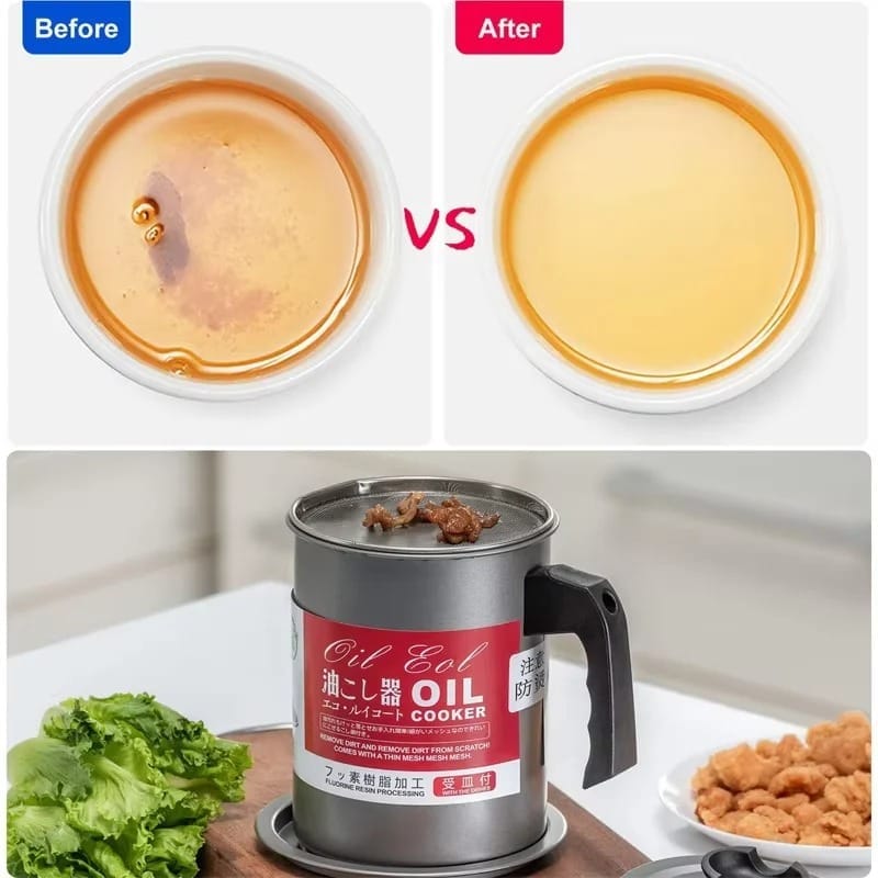 Fryer Oil Filter Pot – 1.4L Stainless Steel Cooking Oil Strainer