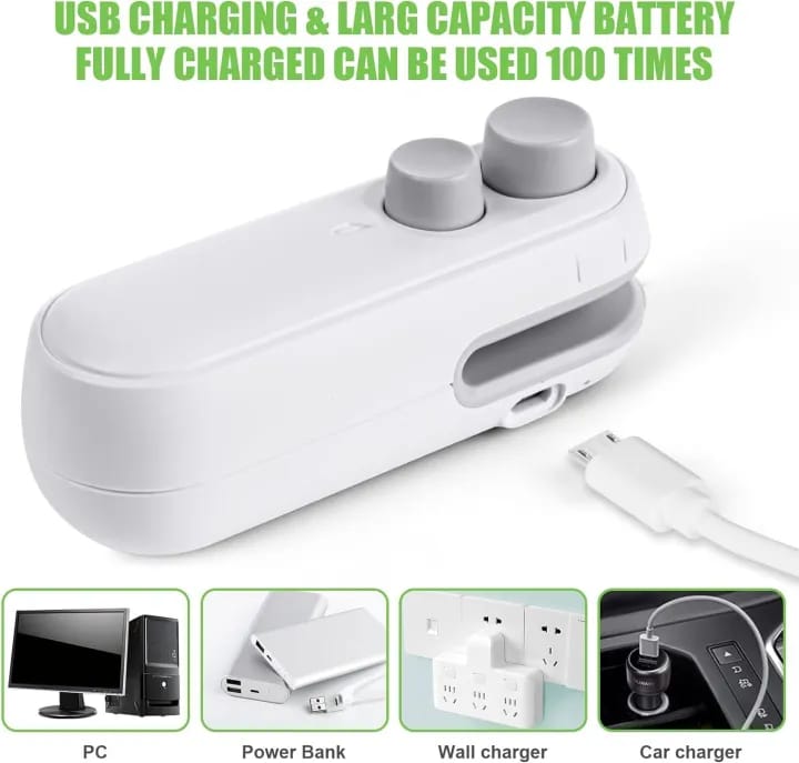 Mini Bag Sealer 2-in-1 – Rechargeable Portable Heat Sealing Machine