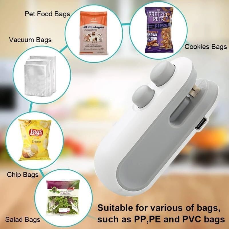 Mini Bag Sealer 2-in-1 – Rechargeable Portable Heat Sealing Machine