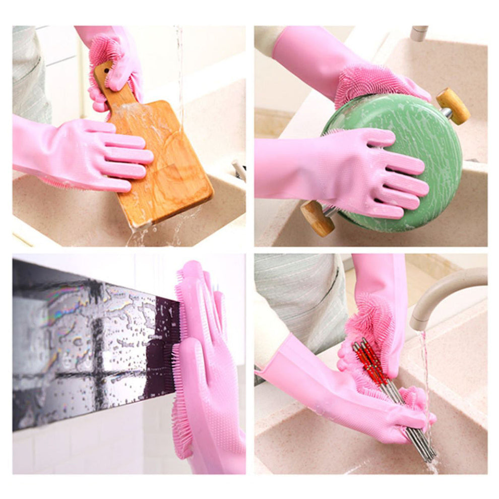 2pcs-Silicone Washing Gloves | Reusable Cleaning Gloves