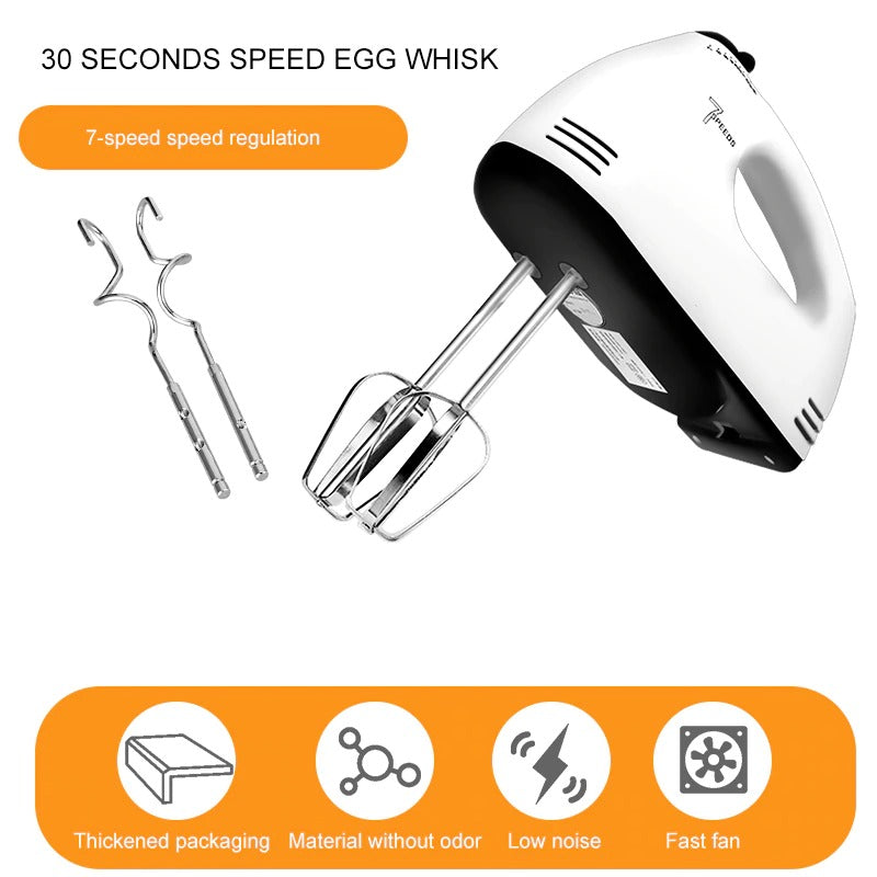 7-Speed Hand Mixer – Electric Kitchen Beater with Beaters & Dough Hooks