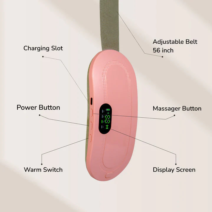 Premium Electric Heating Pad & Massager Belt for Period Pain Relief | USB Type-C Rechargeable