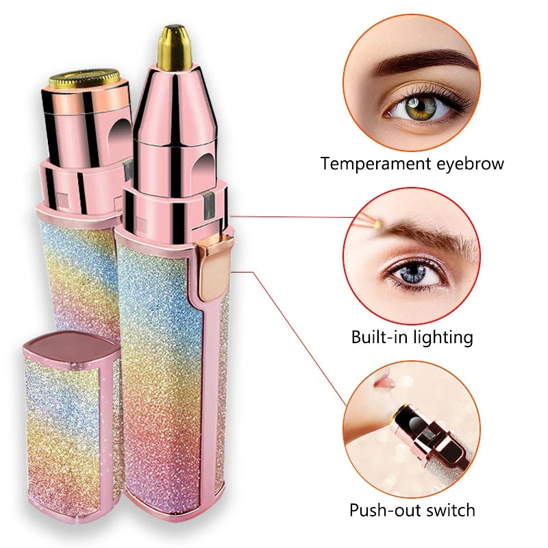 2 in 1 Electric Eyebrow Trimmer and Shaver Rechargeable Hair Remover