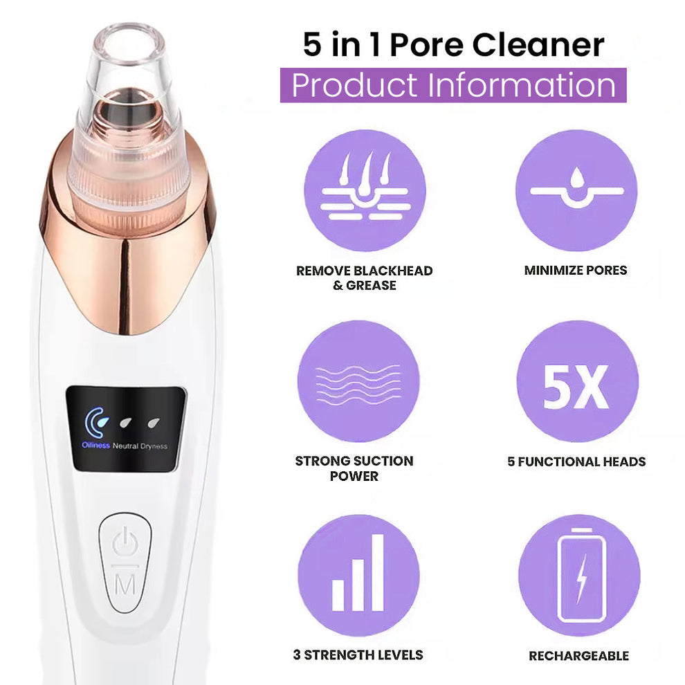 Rechargeable 5-in-1 Blackhead Remover & Pore Cleaner