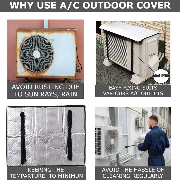 AC Outdoor Unit Protector Aluminium Cover With Straps