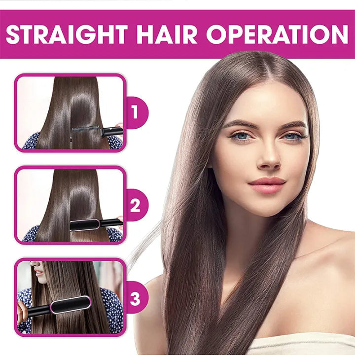 909 Hair Straightener Brush & Styler – 2-in-1 Fast Heating
