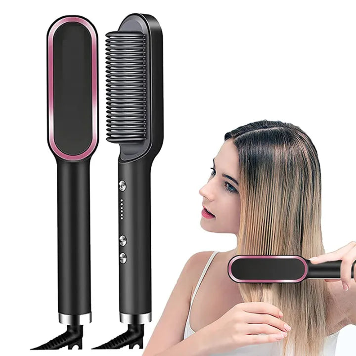 909 Hair Straightener Brush & Styler – 2-in-1 Fast Heating