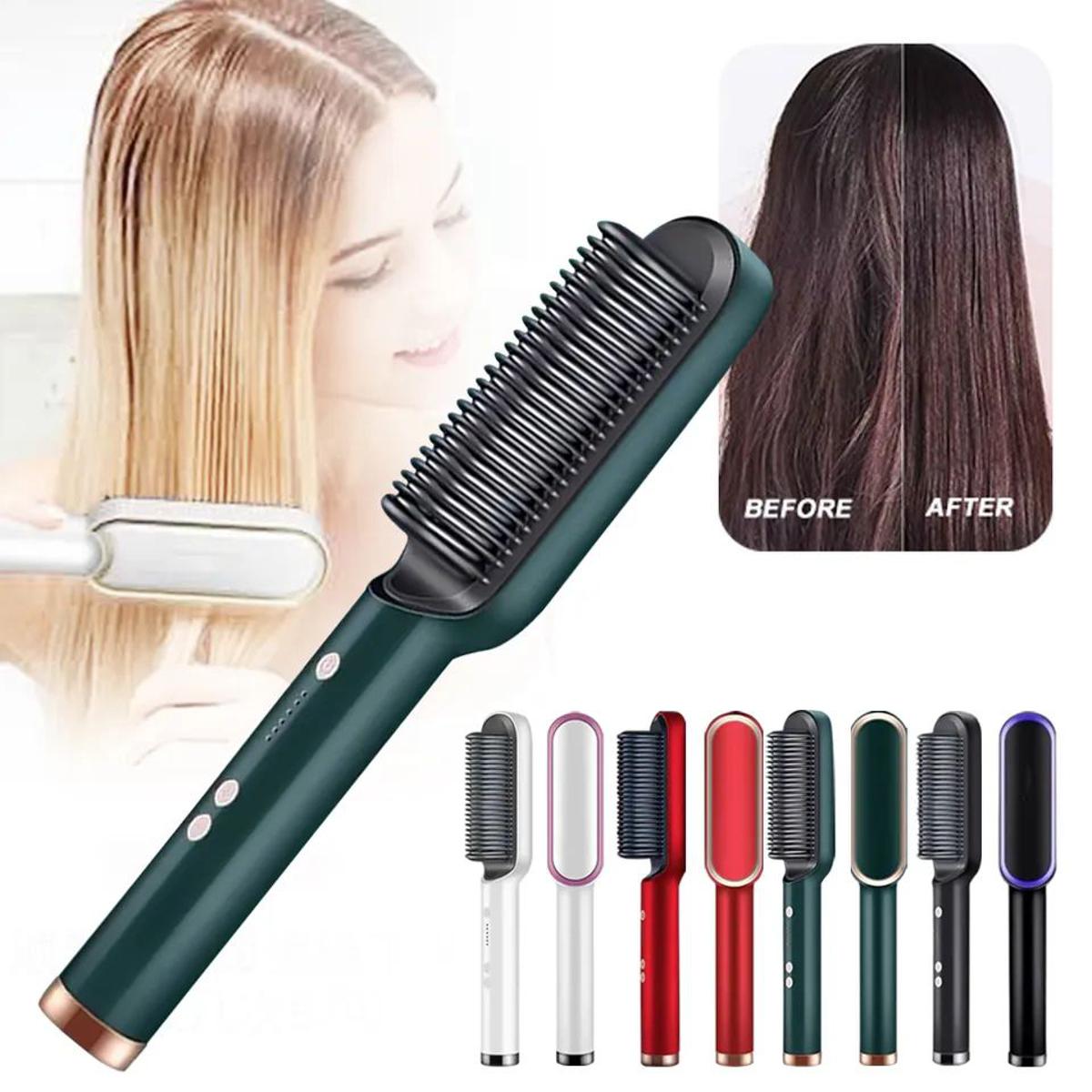 909 Hair Straightener Brush & Styler – 2-in-1 Fast Heating