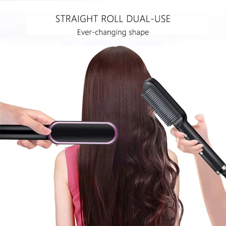 909 Hair Straightener Brush & Styler – 2-in-1 Fast Heating