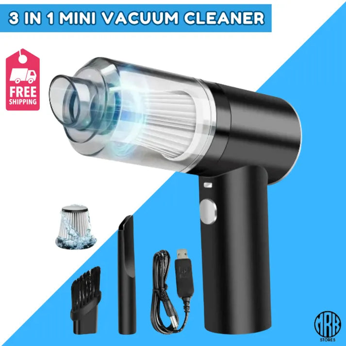3-in-1 Portable Cordless Vacuum Cleaner – Mini Handheld