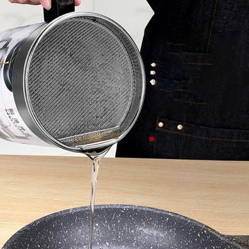 Fryer Oil Filter Pot – 1.4L Stainless Steel Cooking Oil Strainer